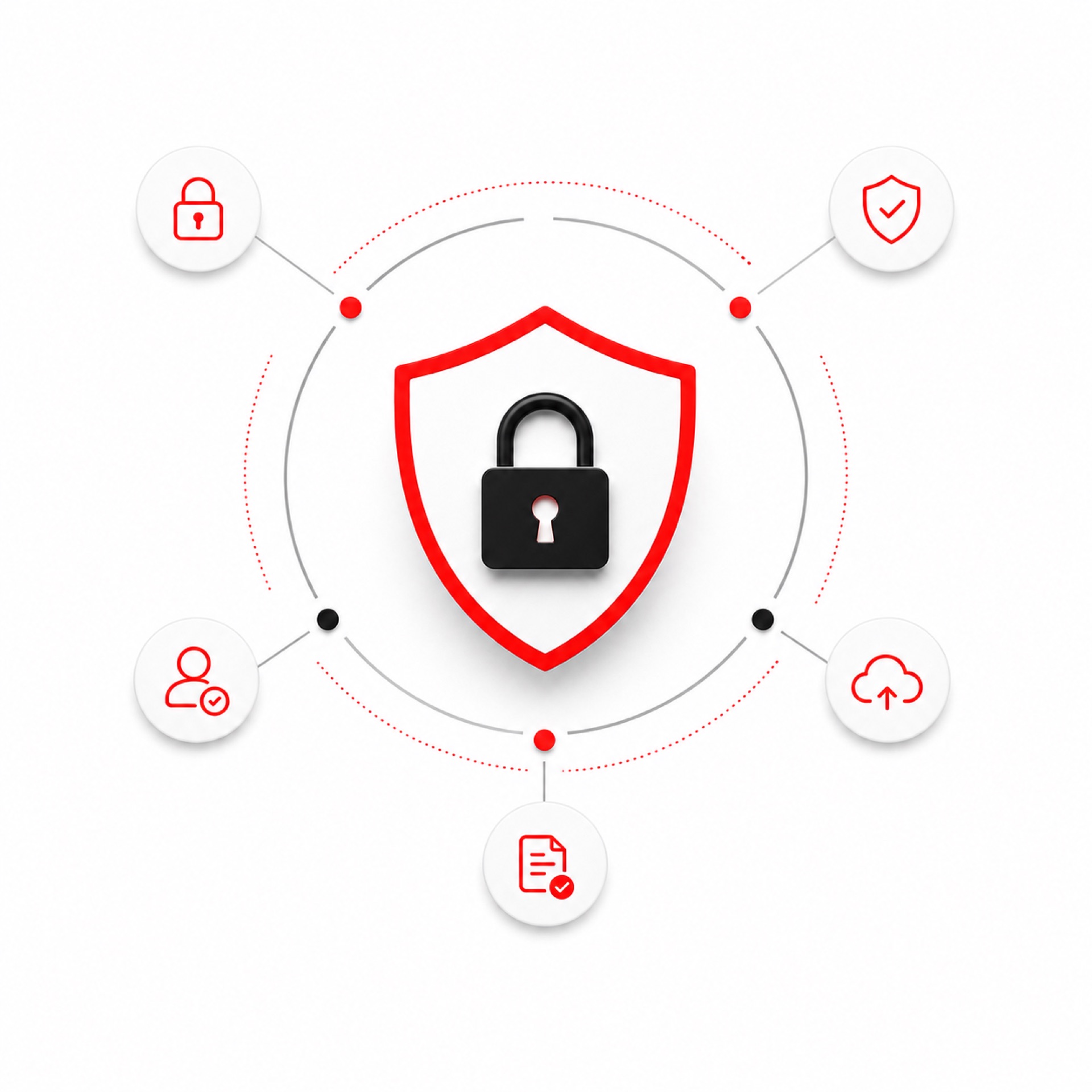 Schutzschild mit Schloss als Symbol für Website-Sicherheit und DSGVO